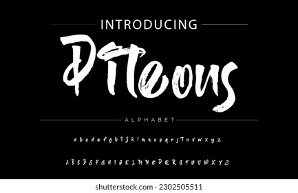 Piteous vector brush style font, alphabet, typeface