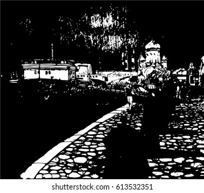 Piter vector, hand drawn pencil illustration                               