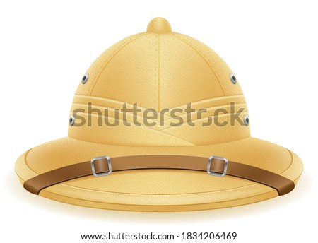 pith helmet hat for tourism hunting and expeditions vector illustration isolated on white background
