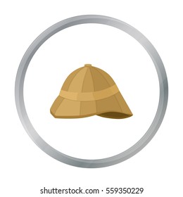Pith helmet icon in cartoon style isolated on white background. England country symbol stock vector illustration.