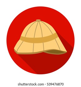 Pith helmet icon in flat style isolated on white background. England country symbol stock vector illustration.
