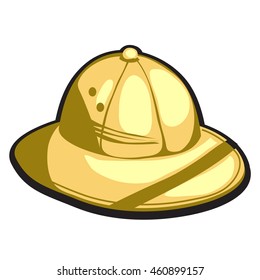 Pith helmet made of gold. Vector illustration.
