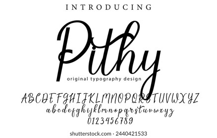 Pithy Font Pincel elegante pintado en mayúsculas letras vectoriales, alfabeto, tipo de letra