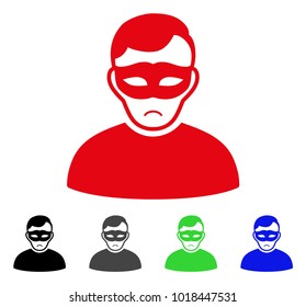 Pitiful Anonymous Person vector pictograph. Vector illustration style is a flat iconic anonymous person symbol with grey, black, blue, red, green color versions. Face has pitiful feeling.