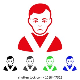 Pitiful Awarded Man vector icon. Vector illustration style is a flat iconic awarded man symbol with grey, black, blue, red, green color versions. Face has sadness sentiment.