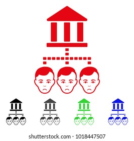 Pitiful Bank Clients vector pictogram. Vector illustration style is a flat iconic bank clients symbol with gray, black, blue, red, green color versions. Face has grief sentiment.