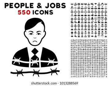 Pitiful Businessman Arrest pictograph with 550 bonus pitiful and happy person pictures. Vector illustration style is flat black iconic symbols.