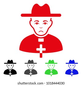 Pitiful Catholic Priest vector pictograph. Vector illustration style is a flat iconic catholic priest symbol with gray, black, blue, red, green color versions. Face has sadness emotion.