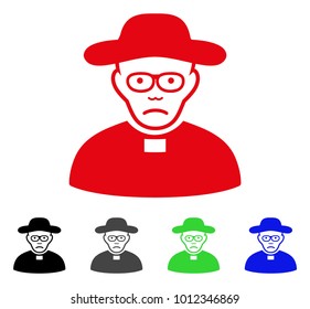 Pitiful Church Shepherd vector icon. Vector illustration style is a flat iconic church shepherd symbol with gray, black, blue, red, green color versions. Face has unhappy emotion.