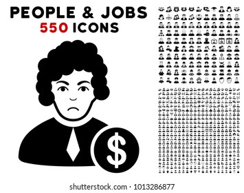 Pitiful Corrupt Judge icon with 550 bonus pity and glad men clip art. Vector illustration style is flat black iconic symbols.