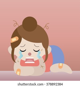 pitiful crying woman cartoon vector