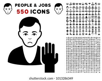 Pitiful Elector pictograph with 550 bonus sad and happy people pictographs. Vector illustration style is flat black iconic symbols.