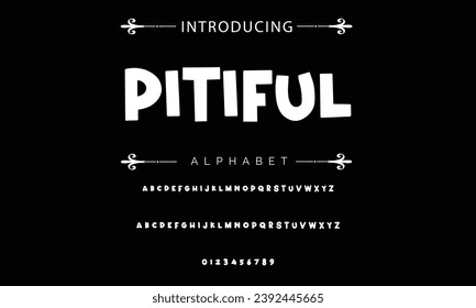 Pitiful font modern bouncy typeset, lively friendly alphabet. Playful cheerful letters in Los Muertos Mexican style for menus, labels, signage, ads, crafts and comic book. Vector typographic design