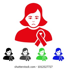 Pitiful Girl With Sympathy Ribbon vector pictograph. Vector illustration style is a flat iconic girl with sympathy ribbon symbol with gray, black, blue, red, green color versions.