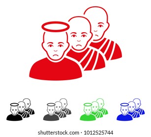 Pitiful Holy Men vector pictogram. Vector illustration style is a flat iconic holy men symbol with grey, black, blue, red, green color versions. Face has dolor mood.