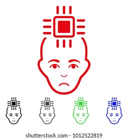 Pitiful Neural Computer Interface vector pictogram. Vector illustration style is a flat iconic neural computer interface symbol with gray, black, blue, red, green color versions.