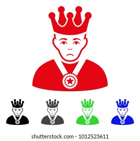 Pitiful Overlord Boss vector icon. Vector illustration style is a flat iconic overlord boss symbol with gray, black, blue, red, green color variants. Face has sorrow feeling.