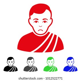 Pitiful Patrician Citizen vector pictogram. Vector illustration style is a flat iconic patrician citizen symbol with gray, black, blue, red, green color variants. Face has stress feeling.