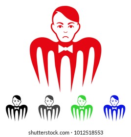 Pitiful Spectre Man vector pictograph. Vector illustration style is a flat iconic spectre man symbol with gray, black, blue, red, green color versions. Face has sadly expression.