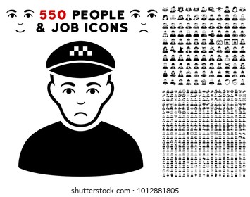 Pitiful Taxi Driver icon with 550 bonus pity and happy person pictures. Vector illustration style is flat black iconic symbols.