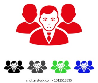 Pitiful Team vector pictograph. Vector illustration style is a flat iconic team symbol with grey, black, blue, red, green color versions. Face has problem sentiment.