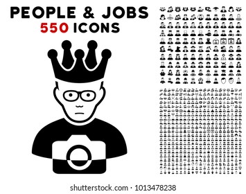 Pitiful Thai King pictograph with 550 bonus pity and happy user clip art. Vector illustration style is flat black iconic symbols.