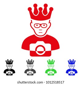 Pitiful Thai King vector pictograph. Vector illustration style is a flat iconic thai king symbol with gray, black, blue, red, green color variants. Face has unhappy emotions.