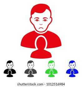 Pitiful User Partner vector pictogram. Vector illustration style is a flat iconic user partner symbol with grey, black, blue, red, green color versions. Face has sorrow mood.