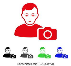 Pitiful User Photo vector pictogram. Vector illustration style is a flat iconic user photo symbol with grey, black, blue, red, green color variants. Face has unhappy mood.