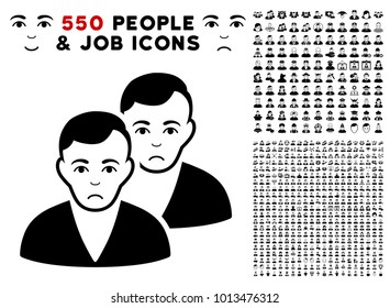 Pitiful Users pictograph with 550 bonus pitiful and happy men graphic icons. Vector illustration style is flat black iconic symbols.