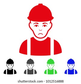 Pitiful Worker vector pictograph. Vector illustration style is a flat iconic worker symbol with grey, black, blue, red, green color versions. Face has dolour mood.