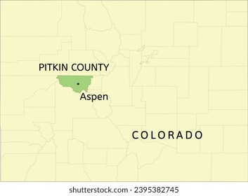 Pitkin County and home rule municipality of Aspen location on Colorado state map