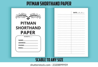 Pitman shorthand paper. handwriting notebook. Low content kdp interior design template