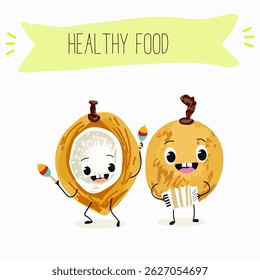 Pitomba fruit cute funny cheerful characters with different poses and emotions. Vector hand drawnvector illistration.