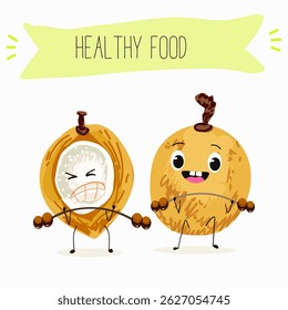 Pitomba fruit cute funny cheerful characters with different poses and emotions. Vector hand drawnvector illistration.