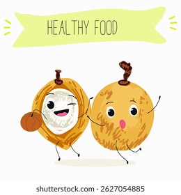 Pitomba fruit cute funny cheerful characters with different poses and emotions. Vector hand drawnvector illistration.