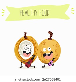 Pitomba fruit cute funny cheerful characters with different poses and emotions. Vector hand drawnvector illistration.