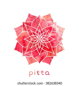 Pitta dosha abstract symbol with watercolor texture in vector. Ayurvedic body type