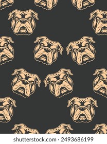pittbull dog animal pattern background vector layout banner backdrop print art editable