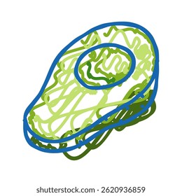 abacate de corte descaroçado ícone de doodle esboço vetor. abacate de corte descaroçado sinal. símbolo isolado ilustração