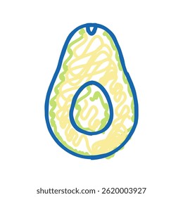 corte pontilhado abacate verde ícone doodle esboço vetor. corte pontilhado sinal de abacate verde. símbolo isolado ilustração