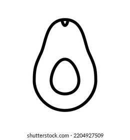 pitted cut green avocado line icon vector. pitted cut green avocado sign. isolated contour symbol black illustration