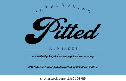 Pitted Sport Modern Italic Alphabet Font. Typography urban style fonts for technology, digital, movie logo design. vector illustration