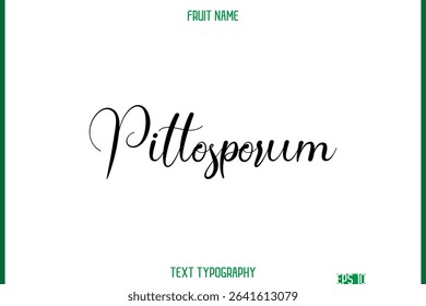 Pittosporum   -Fruit Name In Cursive Text Typography Design Element