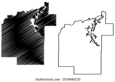 Pittsburg County, Oklahoma State (U.S. county, United States of America) map vector illustration, scribble sketch Pittsburg map