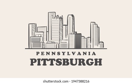 Pittsburg skyline, pennsylvania drawn sketch