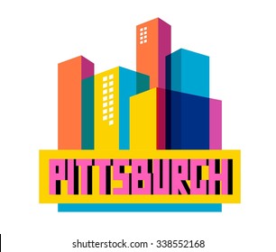 Pittsburgh beautiful city to visit. vector cartoon