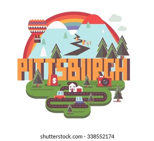 Pittsburgh schöne Stadt zu besuchen. Vektorgrafik