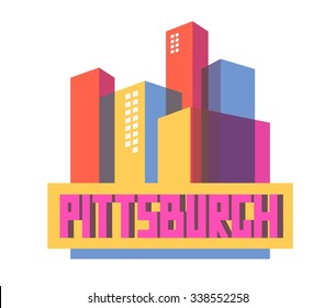 Pittsburgh beautiful city to visit. vector cartoon