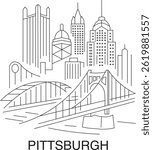 Pittsburgh City Line Draw Simple Minimalist